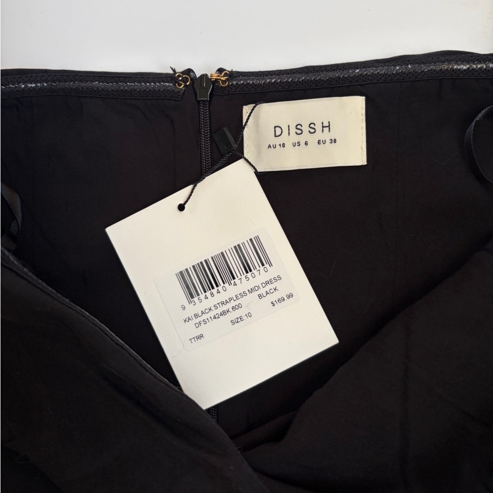NWT DISSH Kai Strapless Midi Tube Dress Black Column Size 6 - Picture 8 of 15